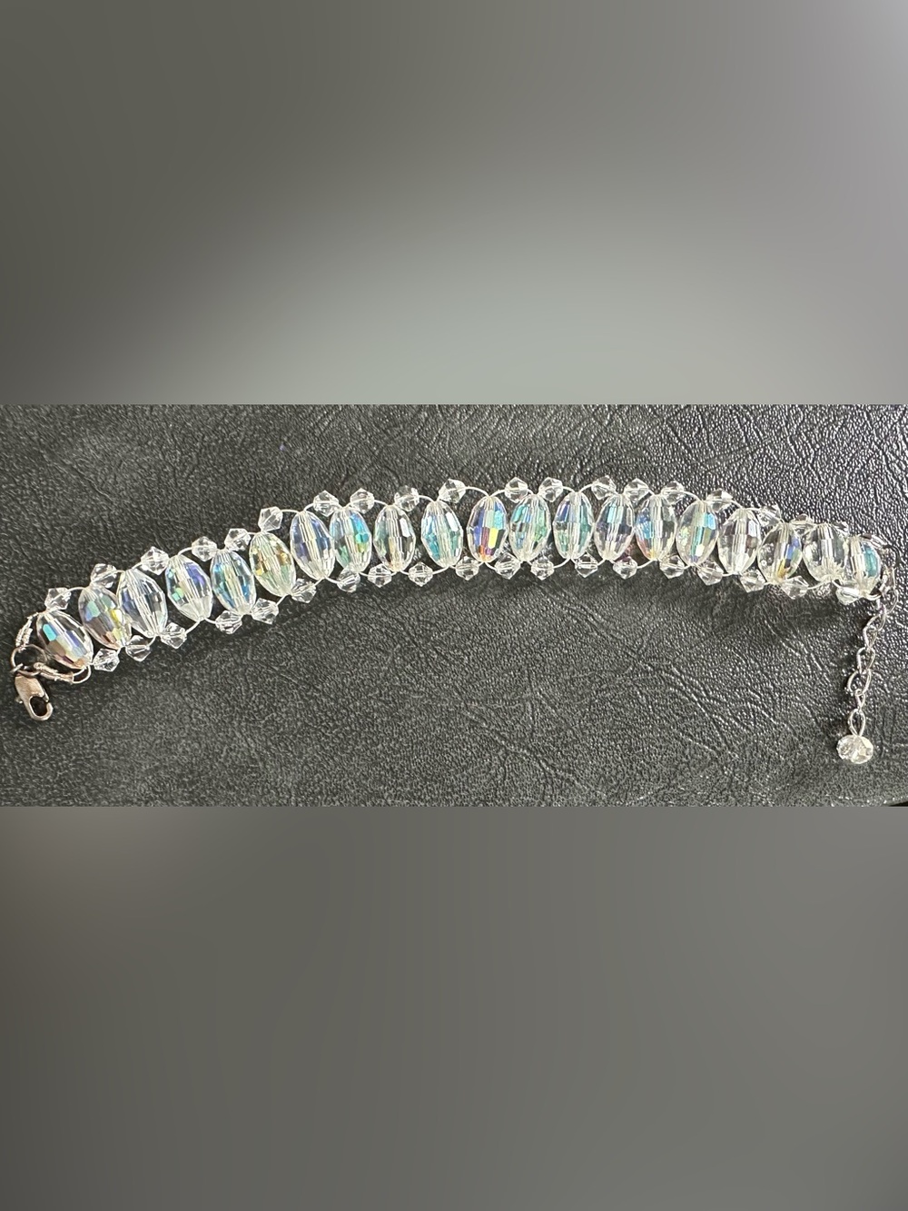 Handmade Crystal Aurora Beaded Bracelet - Clear